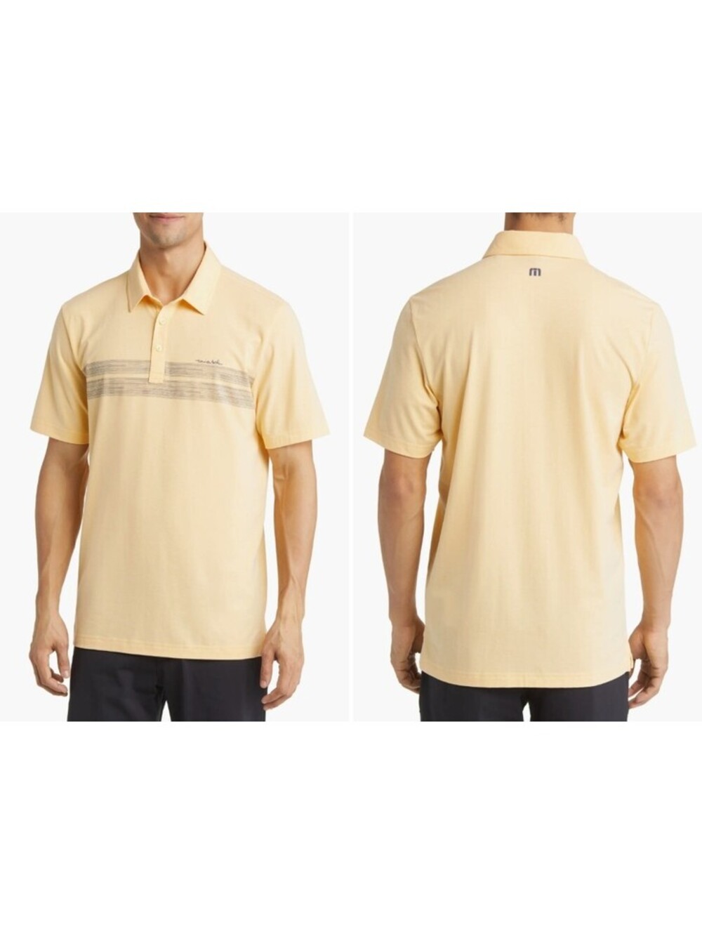 NEW Travis Mathew Lot of Pesos Golf Polo Shirt Yellow Performance Men MEDIUM NWT